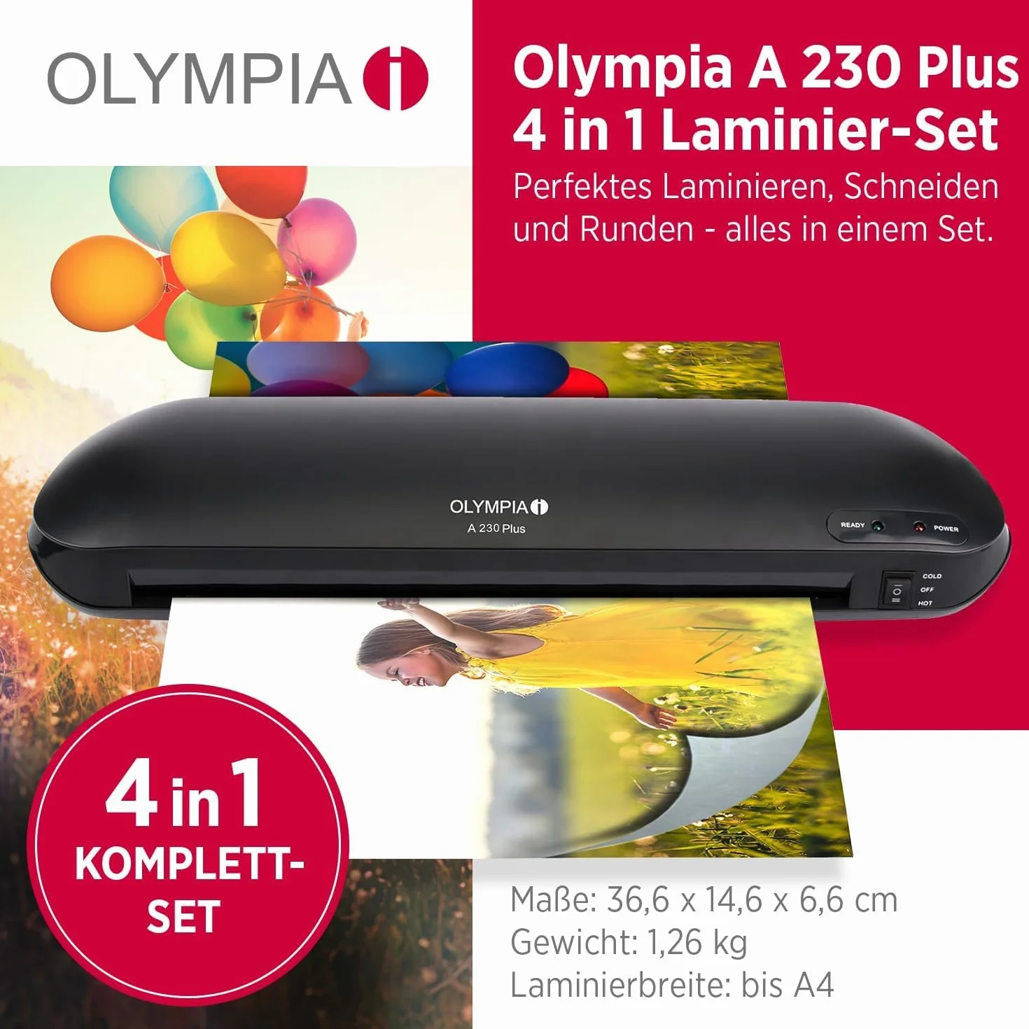 Olympia A 230 Plus Set 4 en 1 Plastifieuse Noir