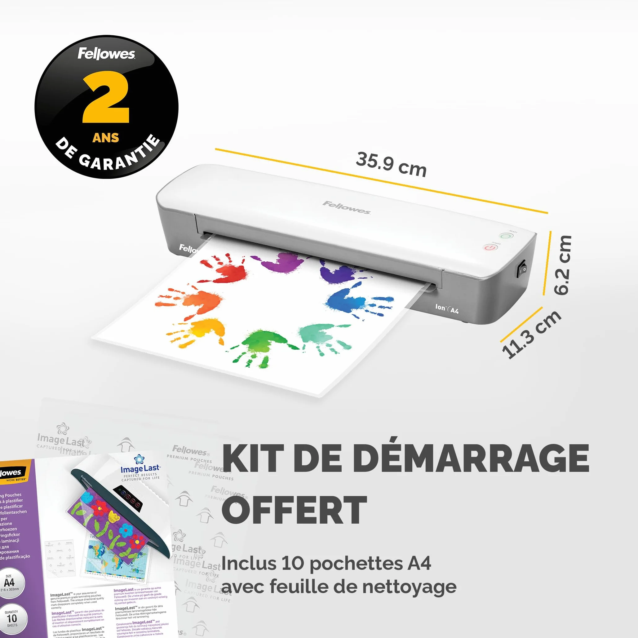 Fellowes Plastifieuse Ion A4 125 microns 30cm/min Blanc Gris