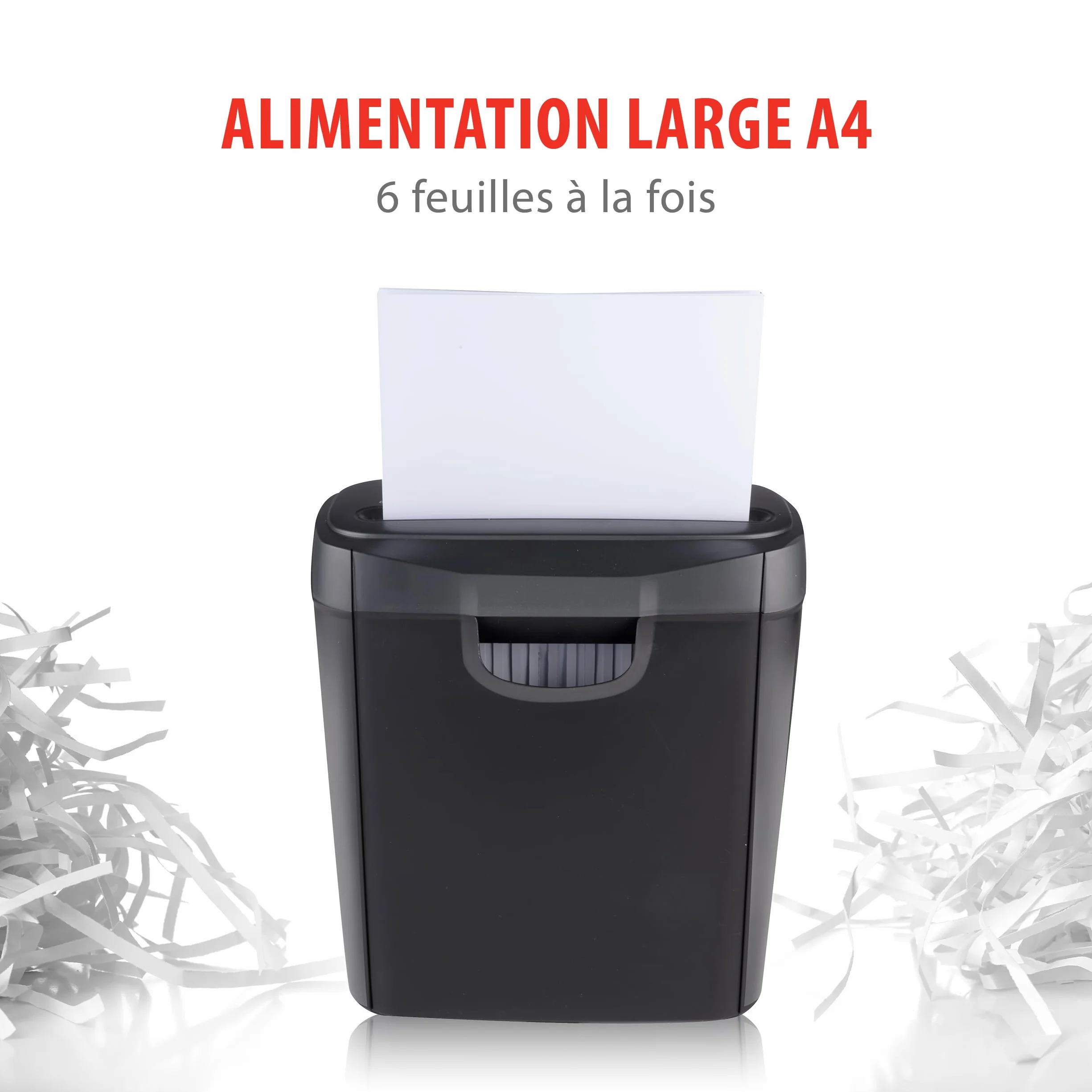 Alpina Destructeur de Documents Papier 6 Feuilles A4 Bac 10L 190W Noir
