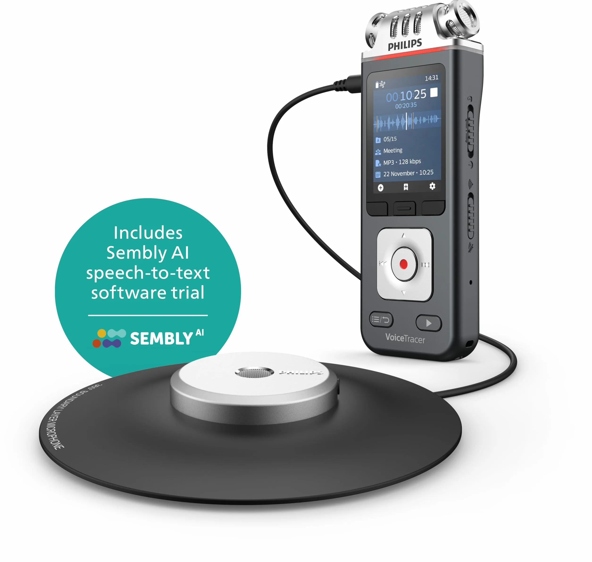 Philips VoiceTracer DVT8115 Enregistreur de réunions 360° 8Go