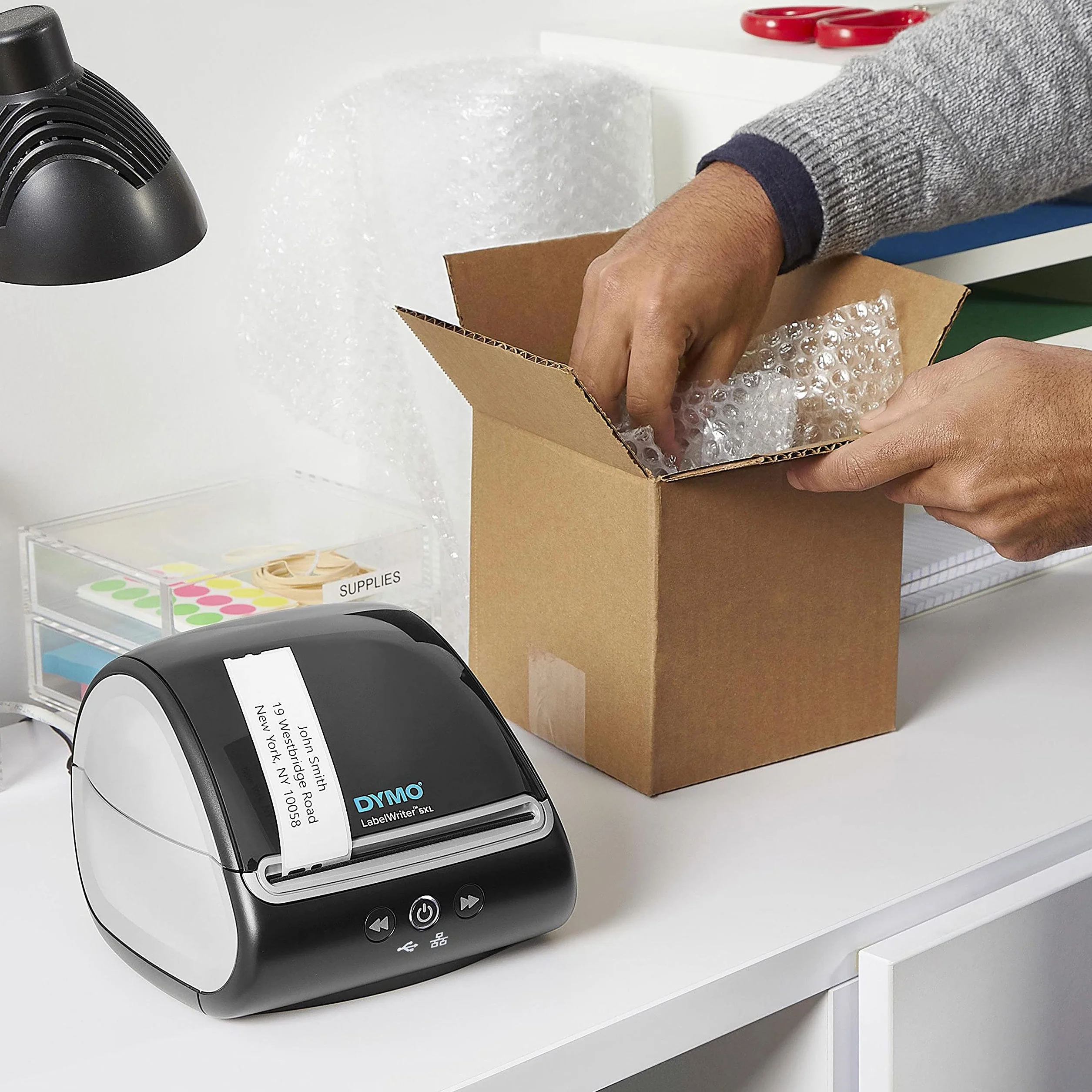 Dymo LabelWriter 5XL Label Printer with Automatic Label Recognition for Extra-Wide Shipping Labels, UK 3 Pin Plug