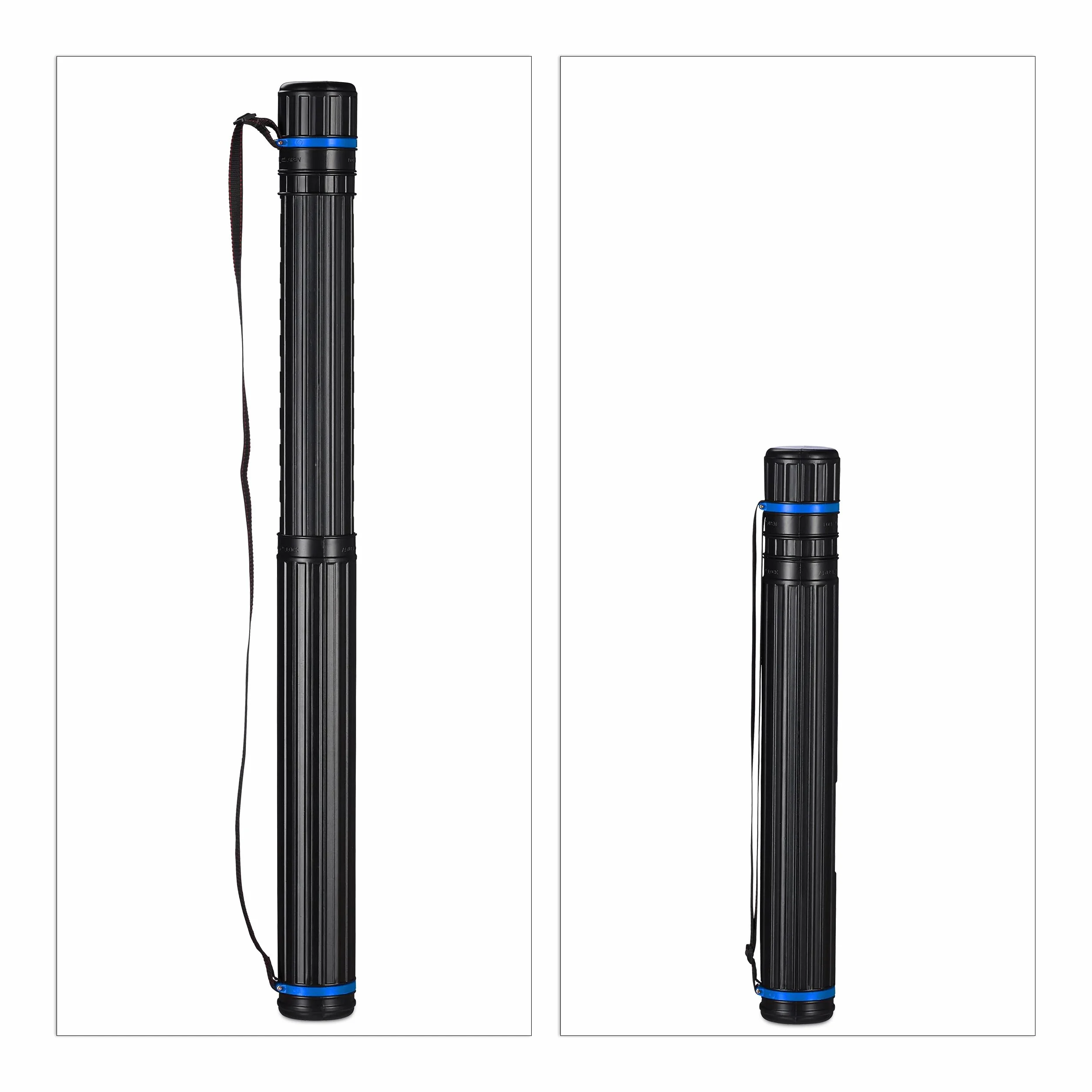 Relaxdays Tube de Transport Extensible 64-107 cm Noir et Bleu Lot 2