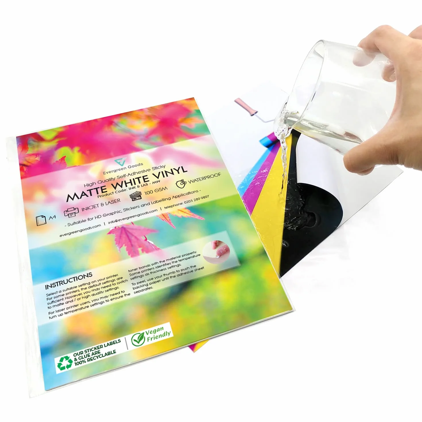 Papier autocollant vinyle blanc mat PVC imperméable 100 feuilles pour imprimante jet d'encre laser