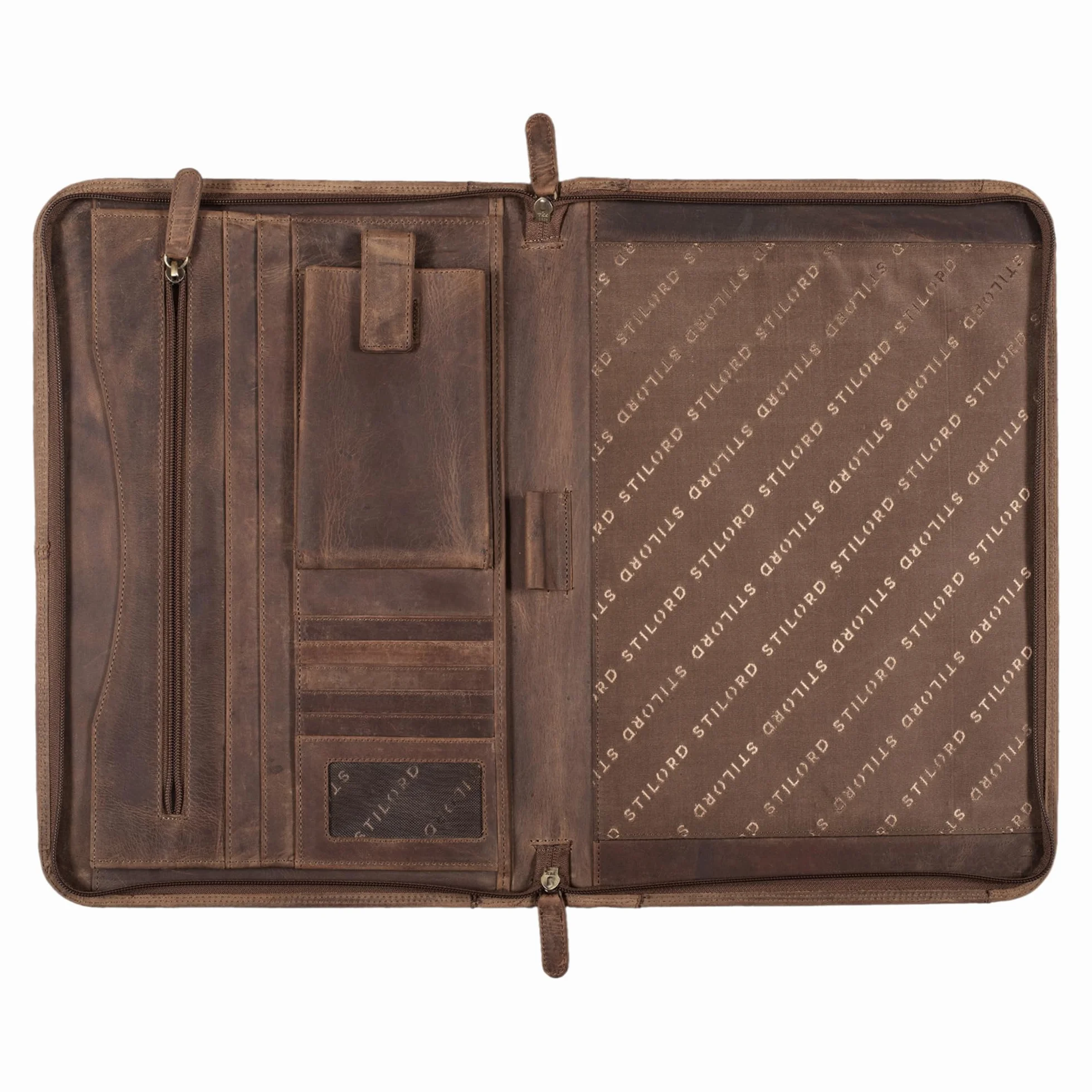 STILORD Elton Conférencier A4 Cuir Véritable Vintage Porte-Documents Housse pour MacBook 13,3 Pouces Marron