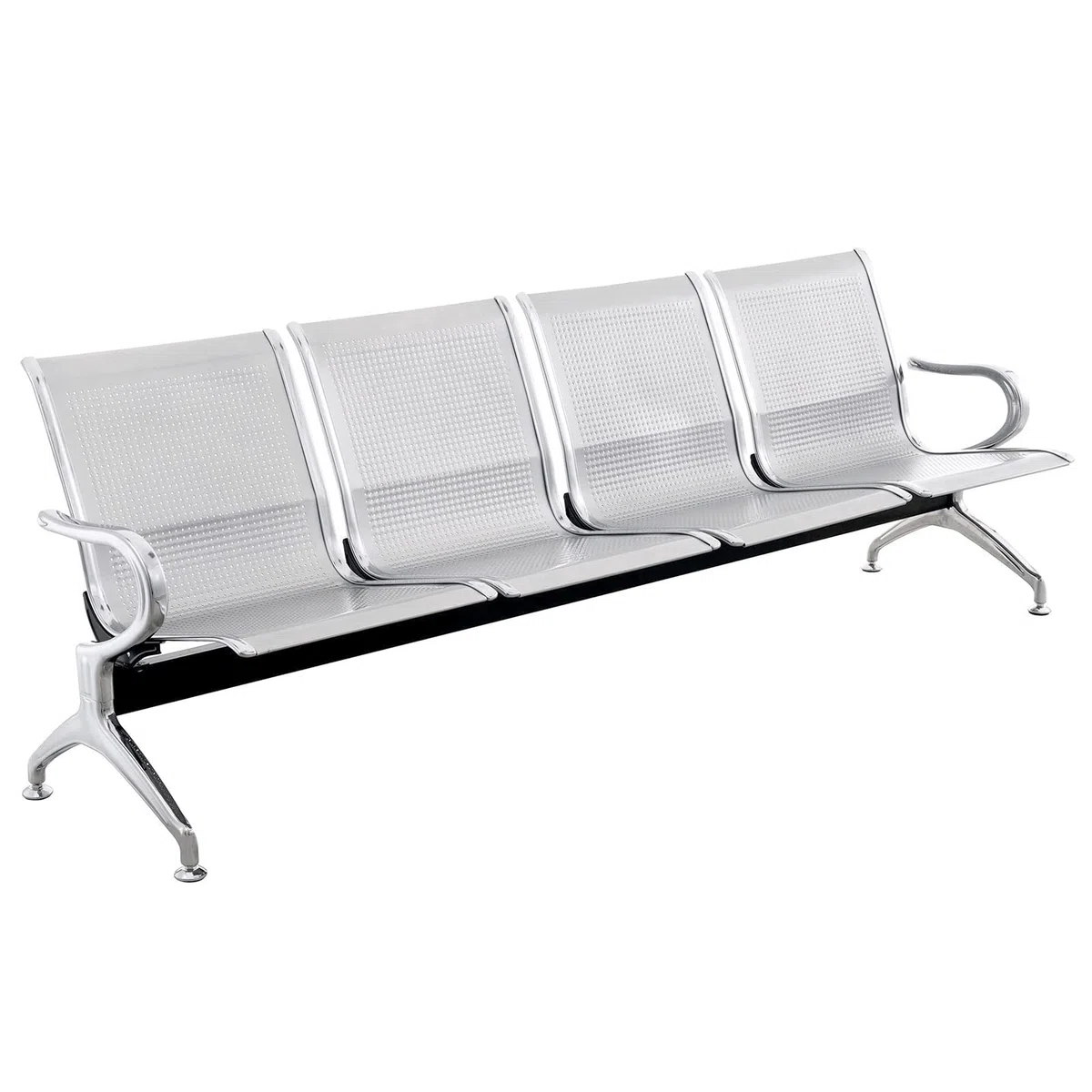 PrimeMatik - Chaises de réception pour salle d'attente avec 4 sièges ergonomiques de couleur argent