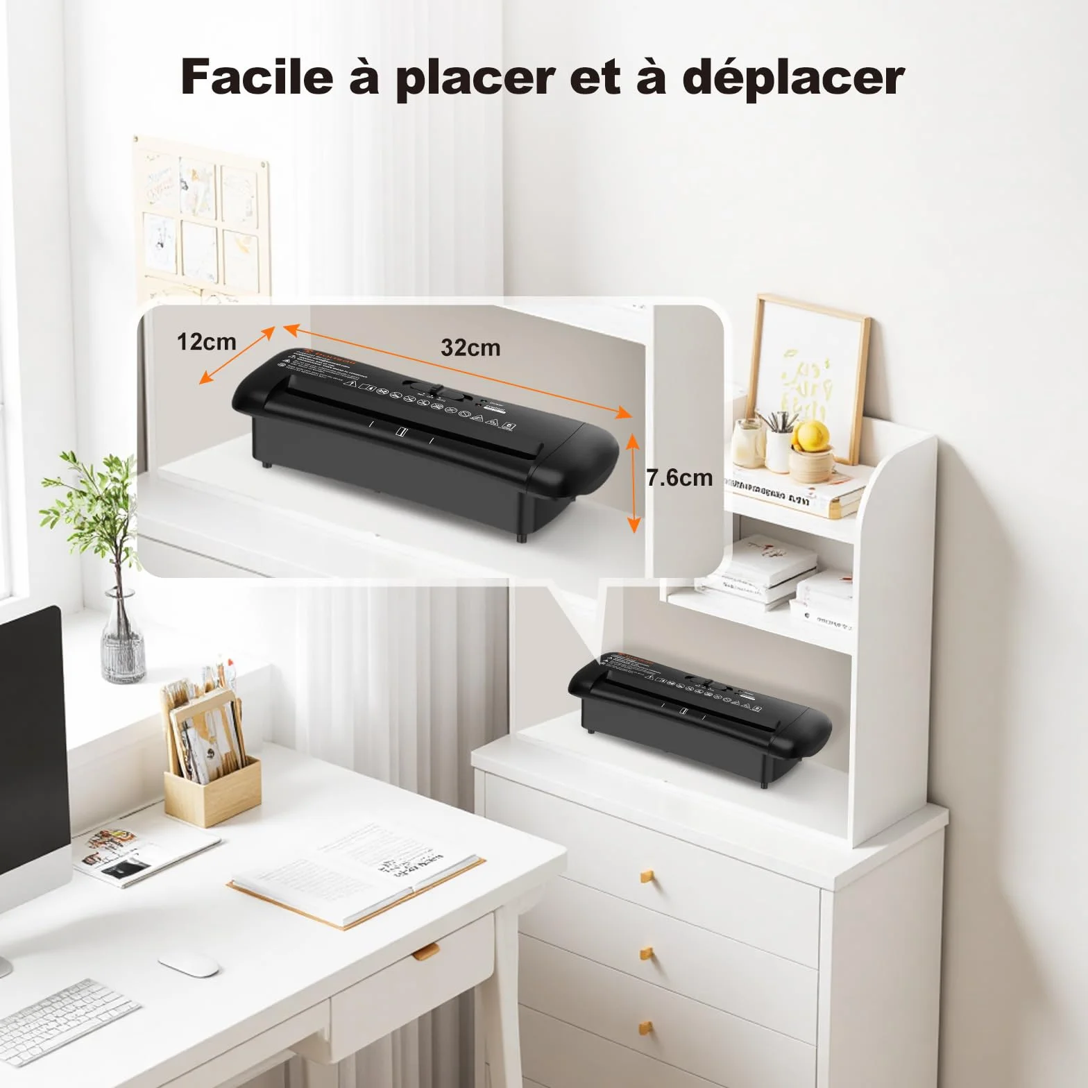 Bonsaii Destructeur de Documents 6 Feuilles Coupe en Bande 6mm S119-A