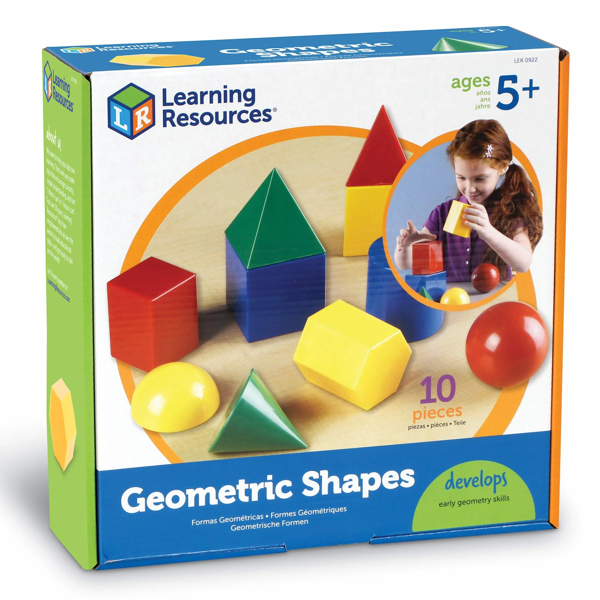 Learning Resources Solides Géométriques 3D Géants, Coffret 10 Pièces, Jouet STEM Enfants Multicolore