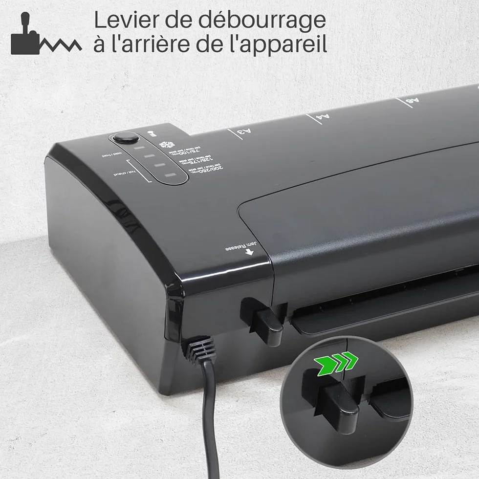 Waytex Plastifieuse A3 A4 A5 A6 Pro Ultra Rapide Plastification à Chaud et à Froid 2x250 microns Température Réglable