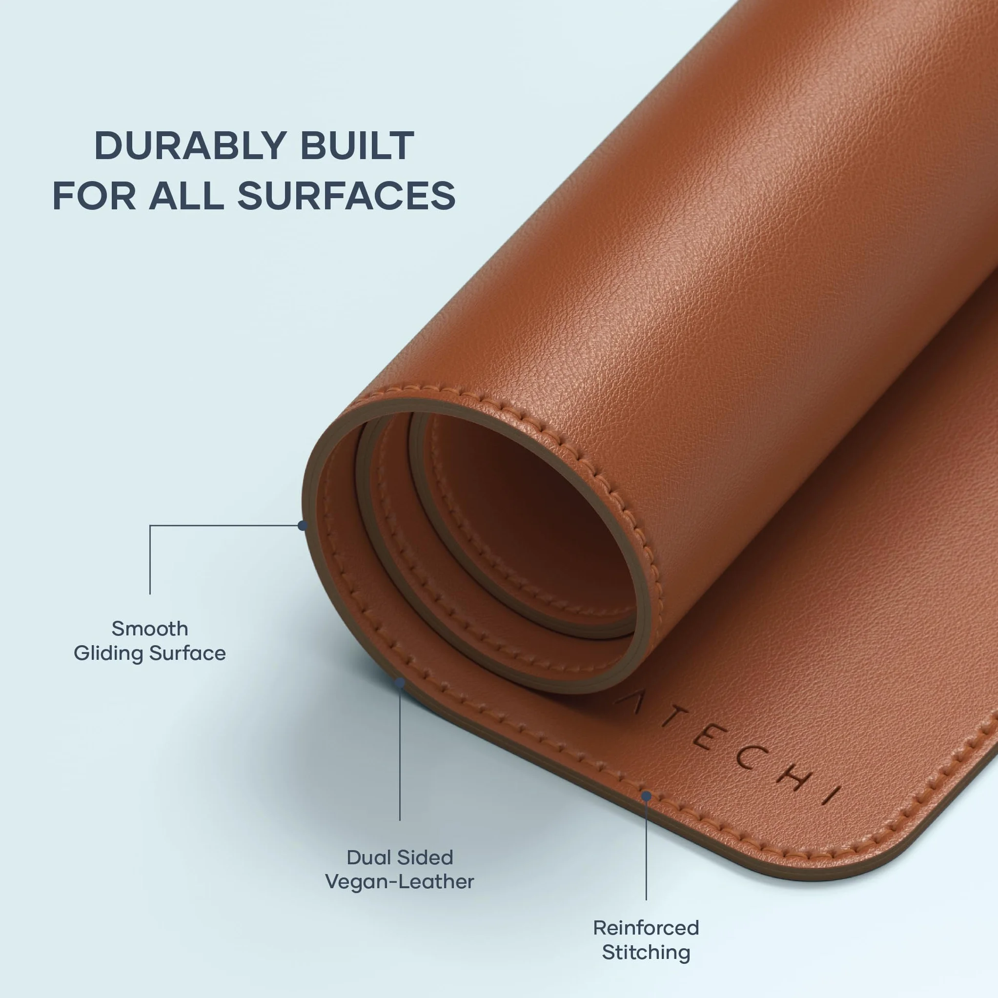 SATECHI Tapis de Souris XXL 68 x 32 cm, Grand Tapis de Souris Gamer, Résistant aux Rayures et à l’Eau, Marron