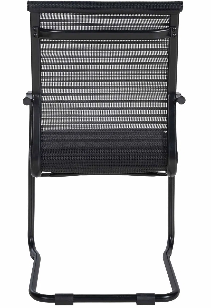 CLP Lot de 2 chaises Visiteur Denny avec Rembourrage et résille I Piétement Luge avec Structure métallique et accoudoirs, Couleur:Noir