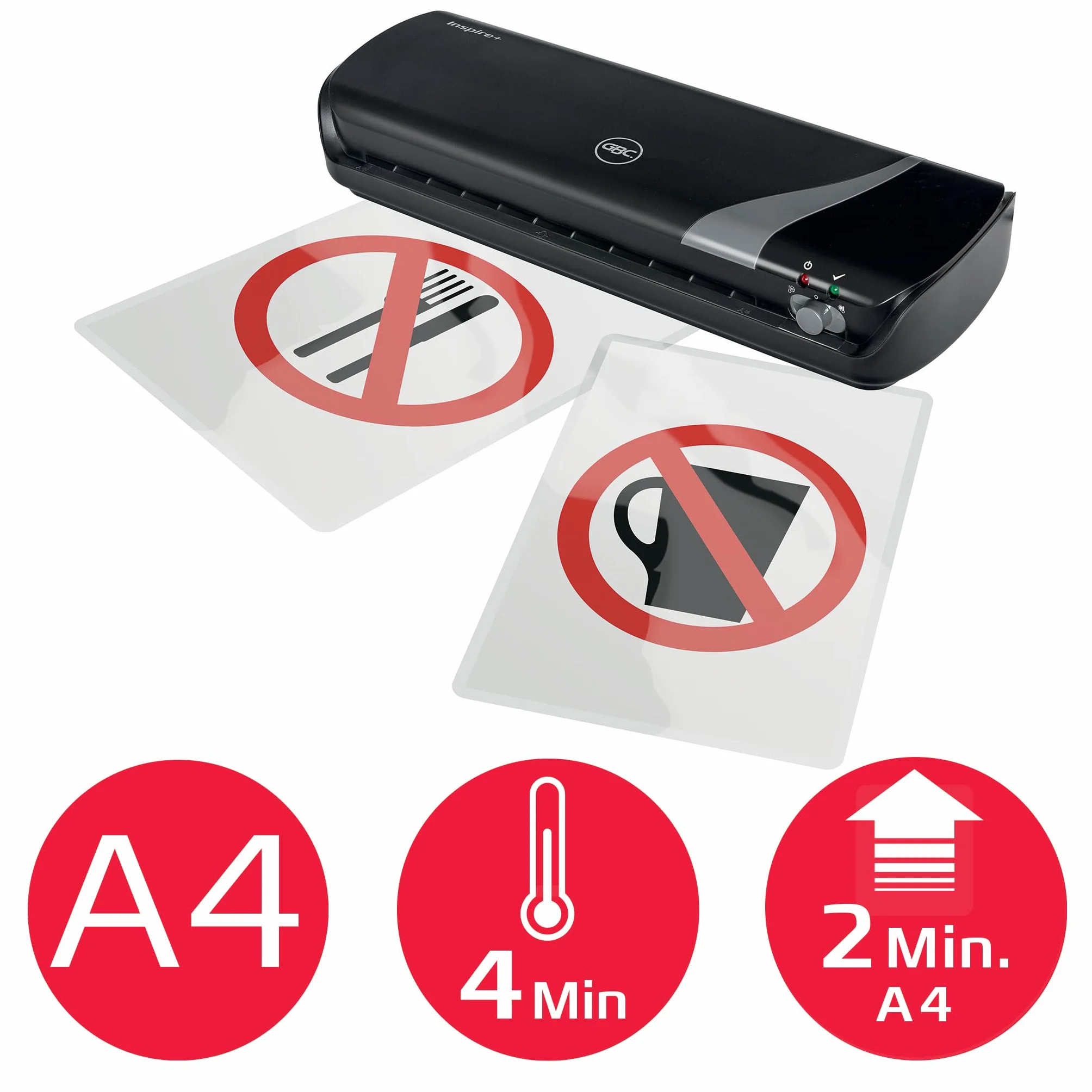 GBC Inspire+ Plastifieuse A4 4-en-1 Set Plastification Noir