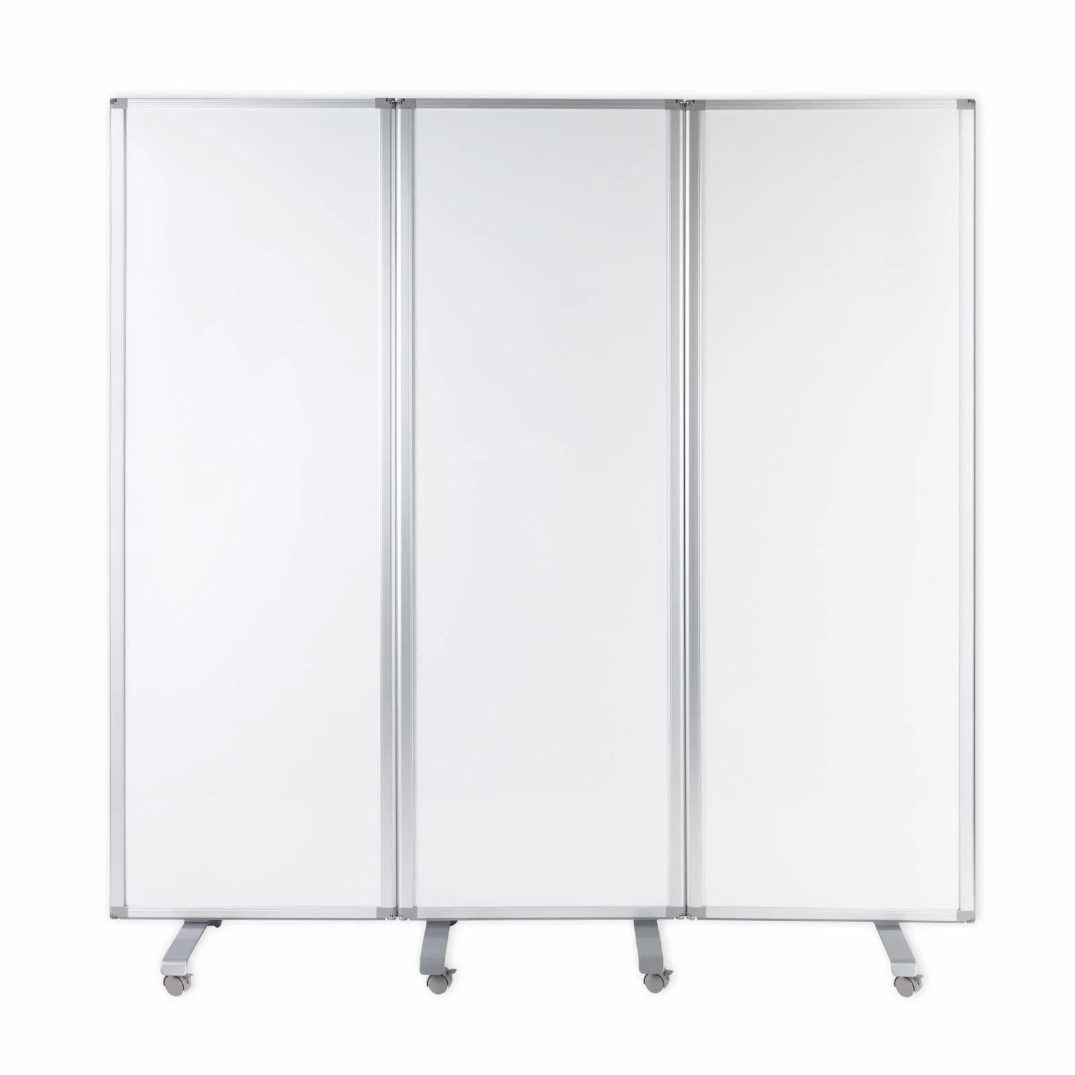 MOB Tableau blanc magnétique et pliable, Tableau aimanté sur pied pour mur de séparation de pièce - Tableau d'affichage avec roulettes verrouillables - Utilisable double face (180 x 180 cm)