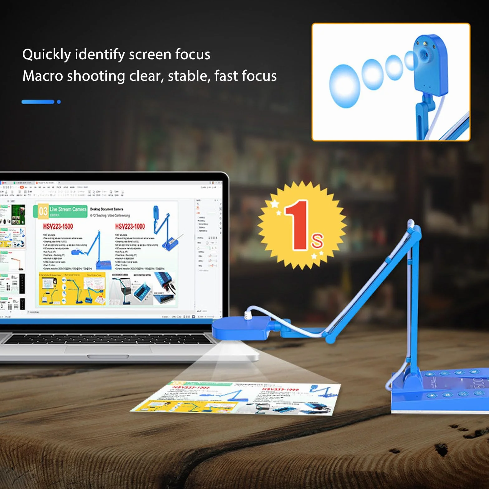VBESTLIFE Caméra de Documents USB 15MP 4K avec Lumière LED, Pliable Autofocus HD, Zoom Numérique 4x