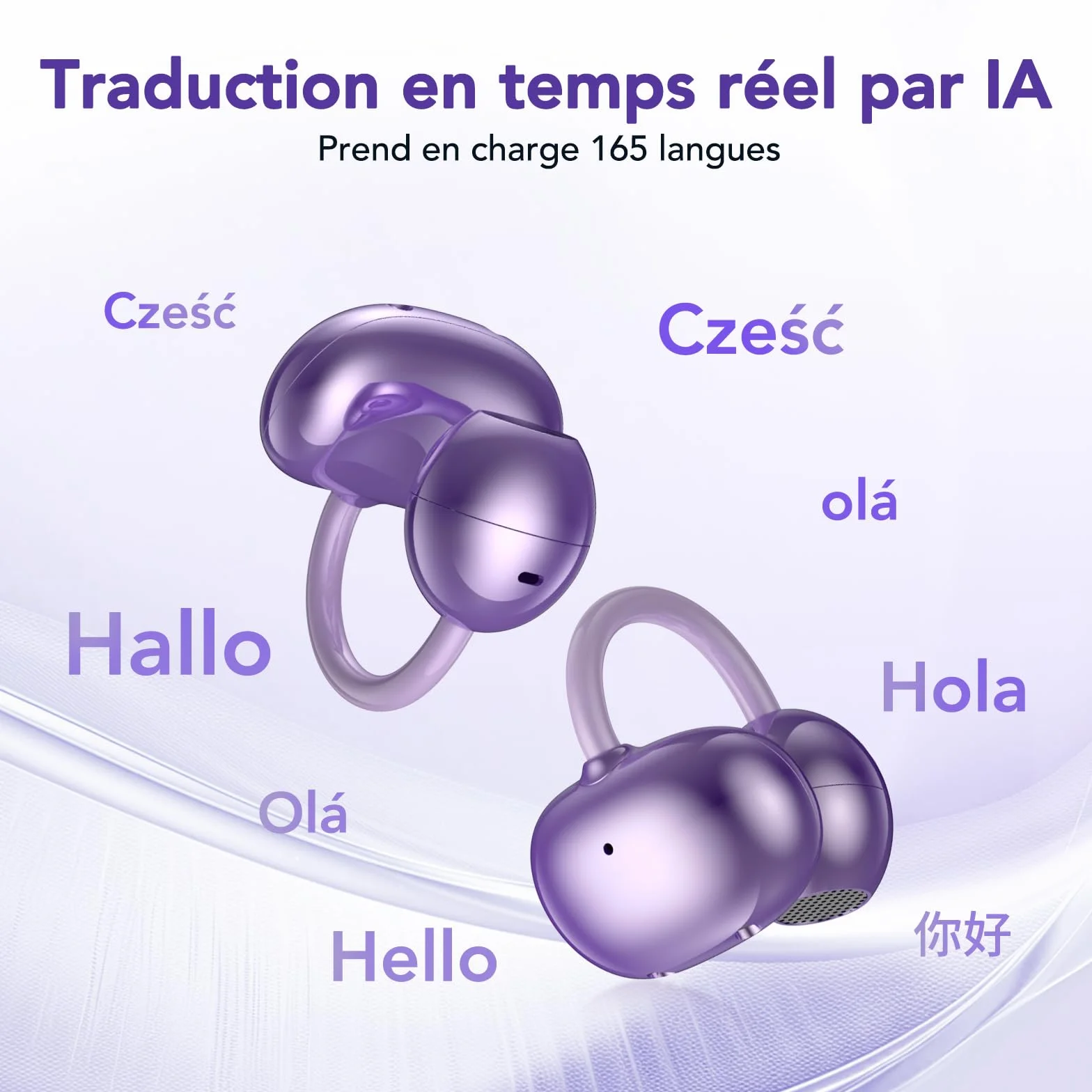 NE32 Traducteur Instantané 165 Langues Écouteurs Sans Fil Bluetooth 6.0 48H Autonomie ENC