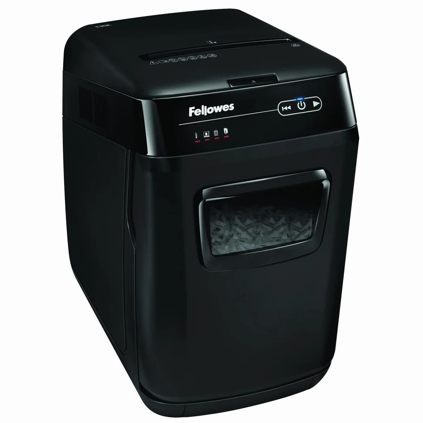 Fellowes Destructeur de Documents Automatique AutoMax 150C, Coupe Croisée, Sécurité DIN P-4, 150 Feuilles, Corbeille 32L, Professionnel, Auto Reverse, Silencieux, Mise en Veille Automatique, 4680101