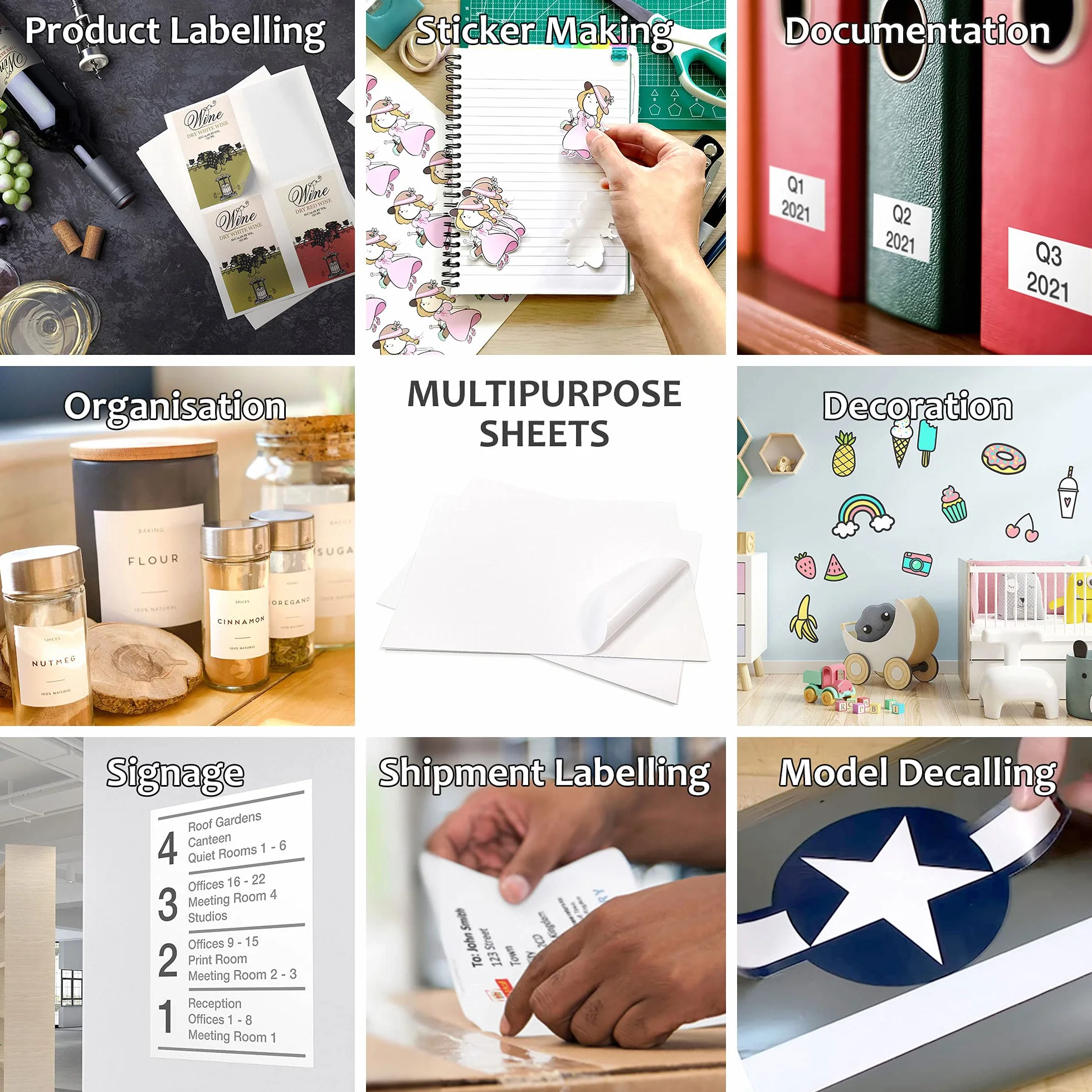 Papier autocollant vinyle blanc mat PVC imperméable 100 feuilles pour imprimante jet d'encre laser