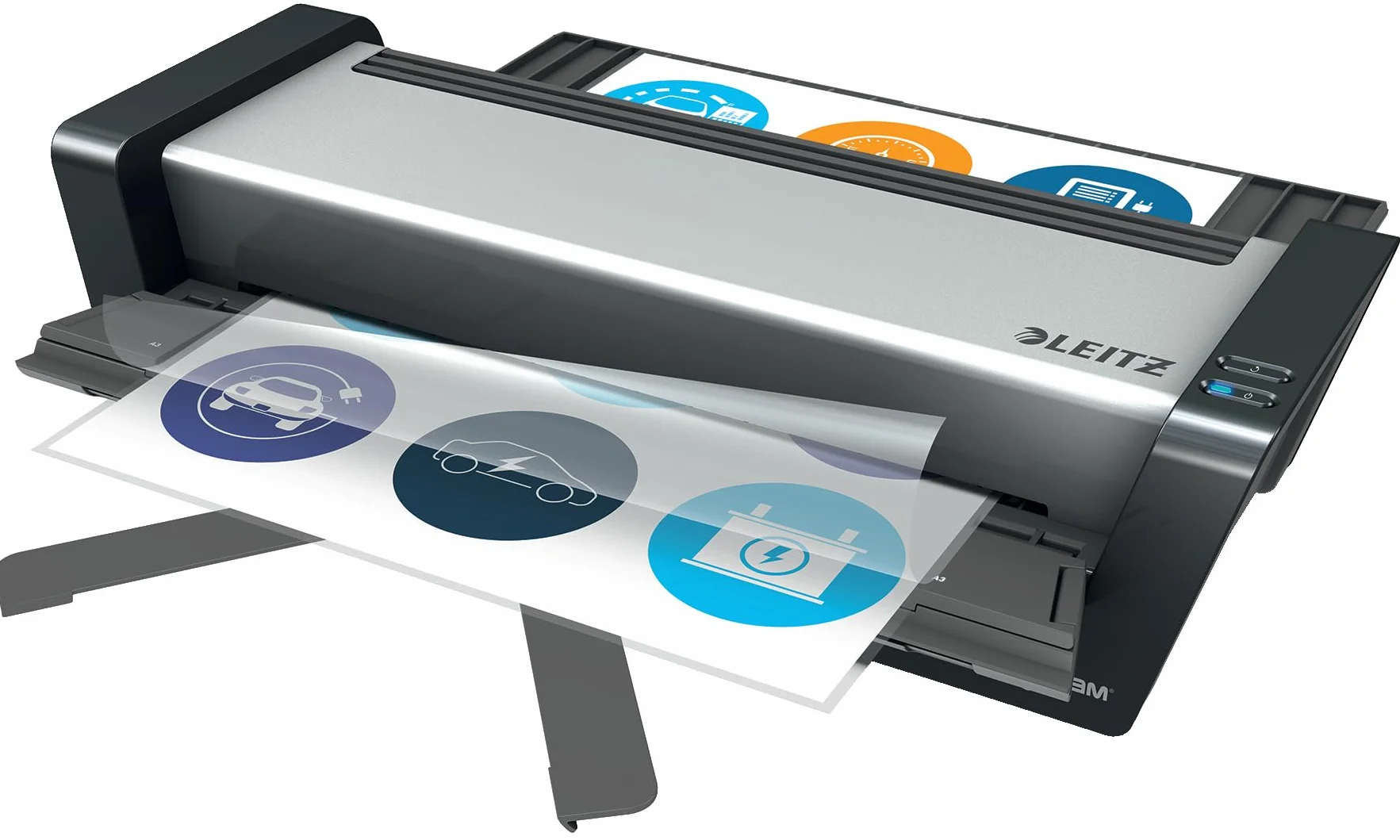 Leitz, Plastifieuse de documents ILAM A3 Touch Turbo Pro, 250µ, plastifie un document A4 en 15s, Blanc/Gris, 75190000