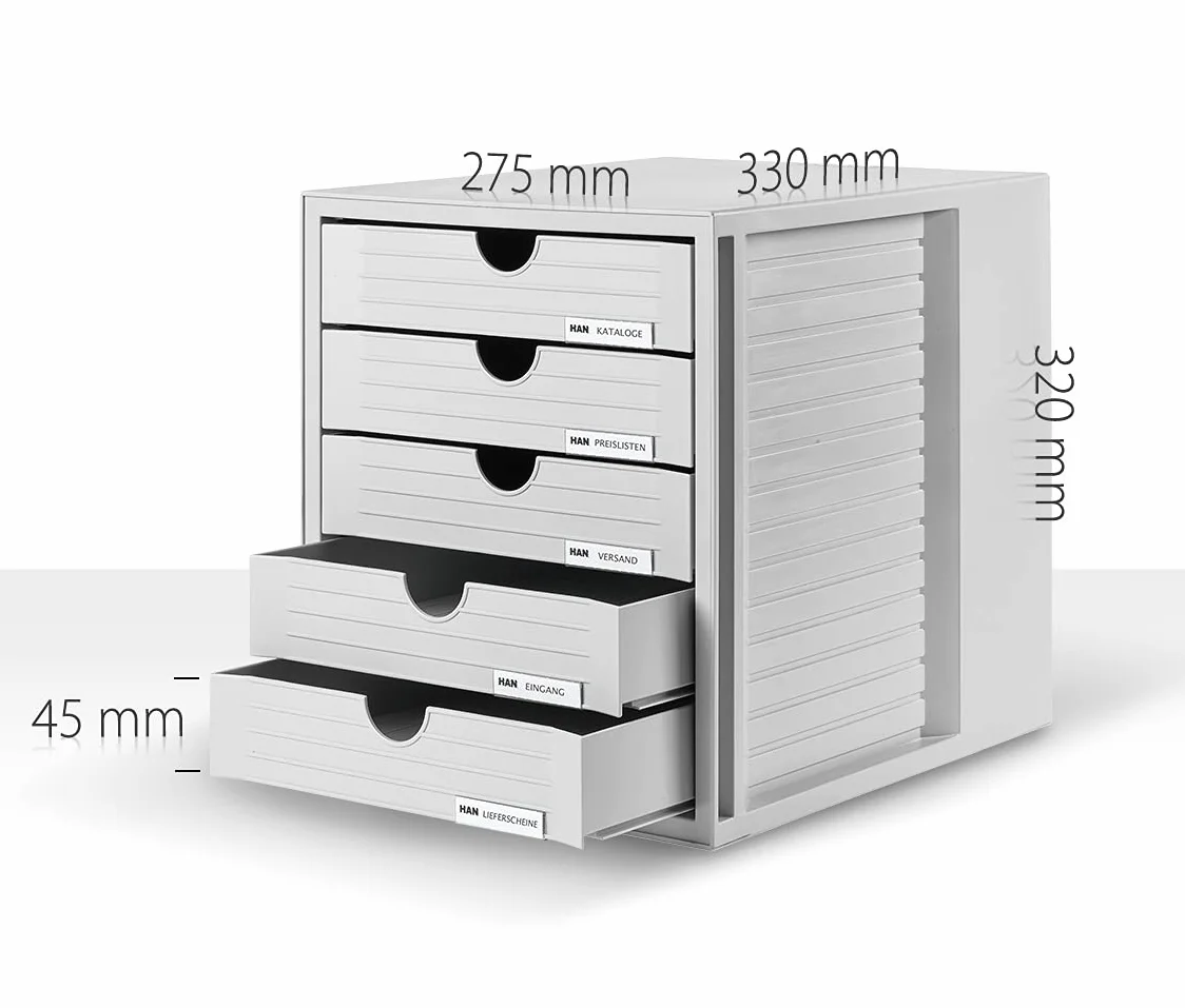 HAN 1450-14 Module de rangement 5 tiroirs fermés pour C4, PS 275 x 320 x 330 mm (Gris clair/bleu) (Import Allemagne)