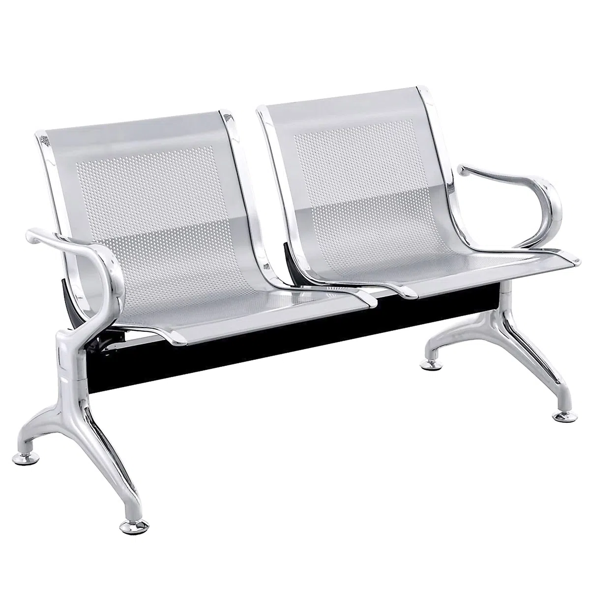 PrimeMatik - Chaises sur poutre pour salle d'attente avec 2 sièges ergonomique d'argent