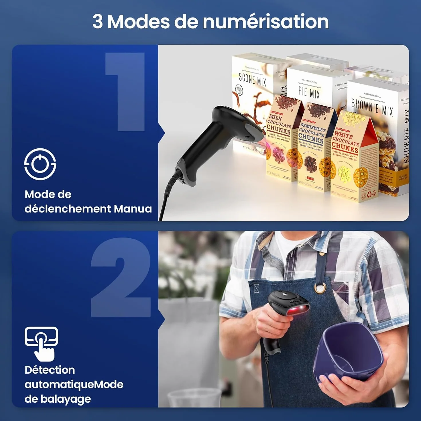 Eyoyo Lecteur Codes Barres 1D 2D USB Douchette Scanner Code Barre QR PDF417 Data Matrix pour PC Mac