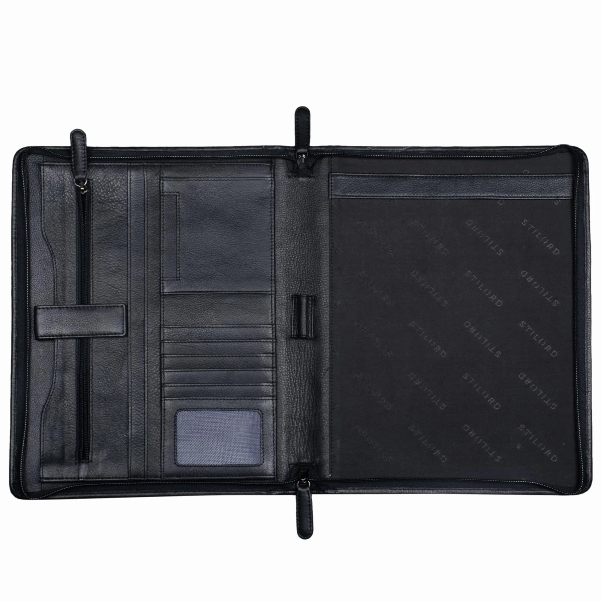 Scott Porte-Documents Cuir Vintage A4 12,2 Pouces Organiseur Fermeture éclair Noir