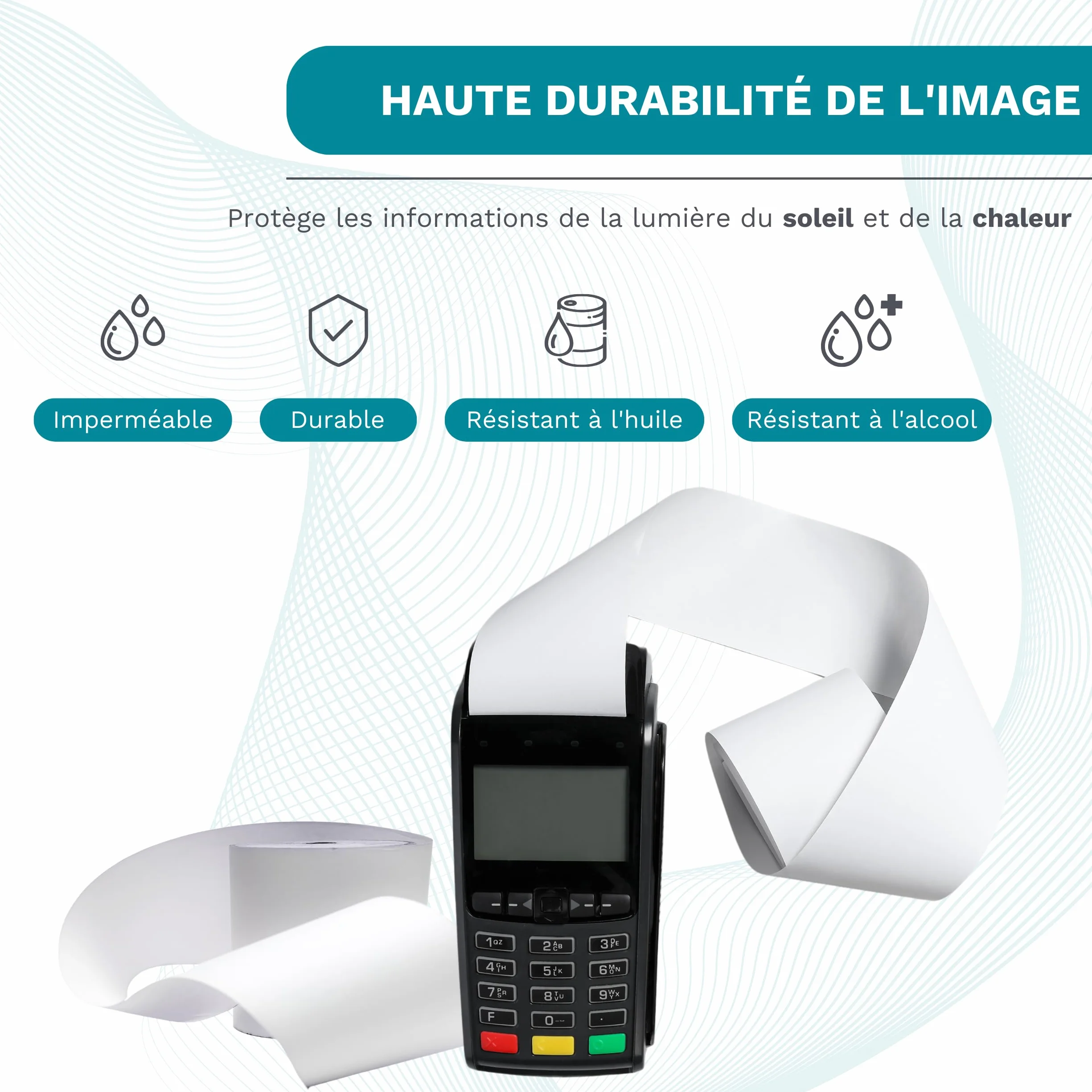 Rouleaux Papier Thermique 80x80x12 mm 50 Bobines Sans BPA 60 g 50 Mètres pour Imprimante Ticket Caisse