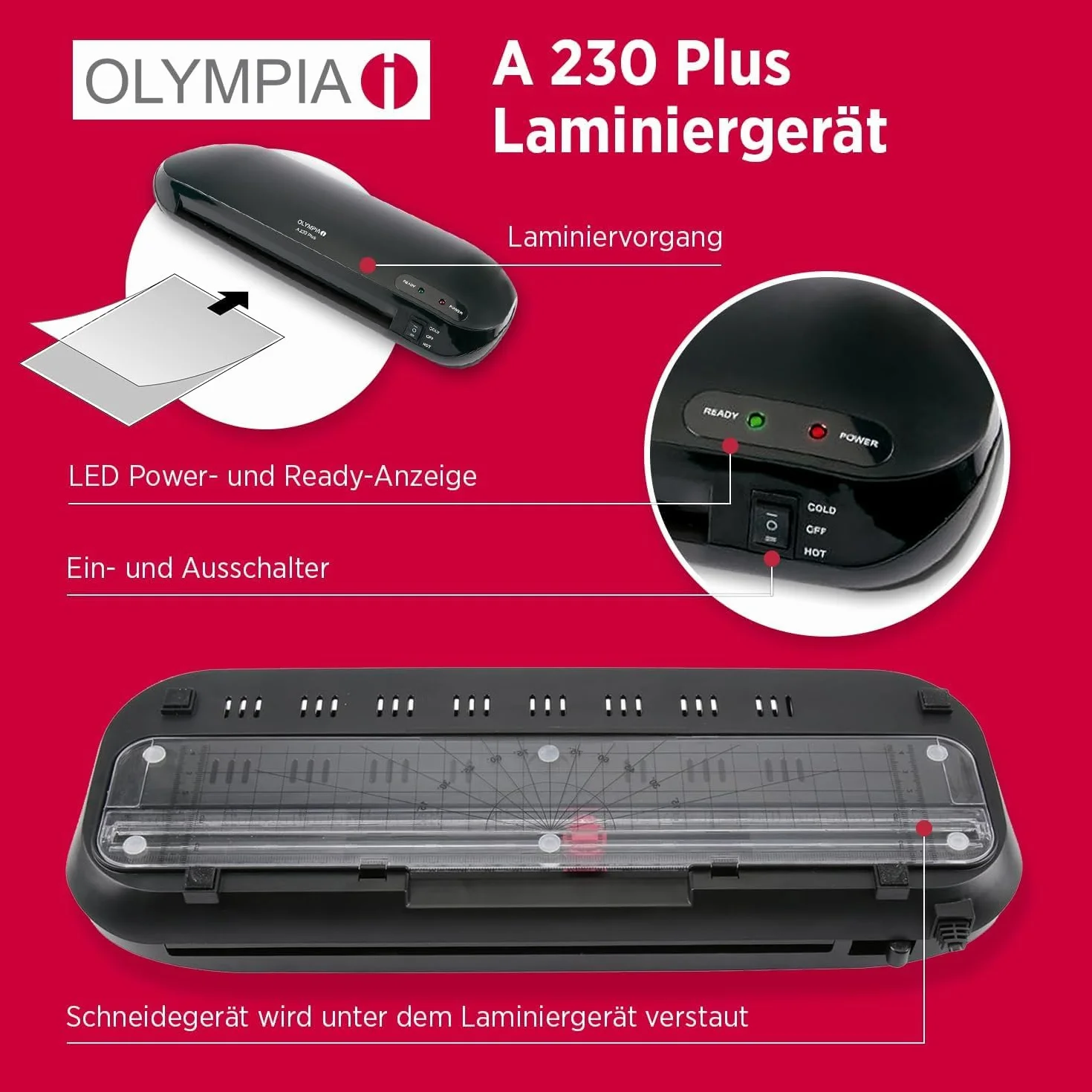Olympia A 230 Plus Set 4 en 1 Plastifieuse Noir